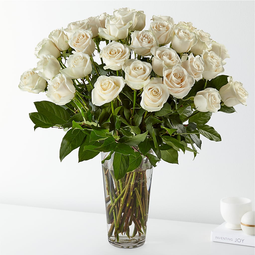 Long Stem White Rose Bouquet – A Flower Matters, Dallas TX