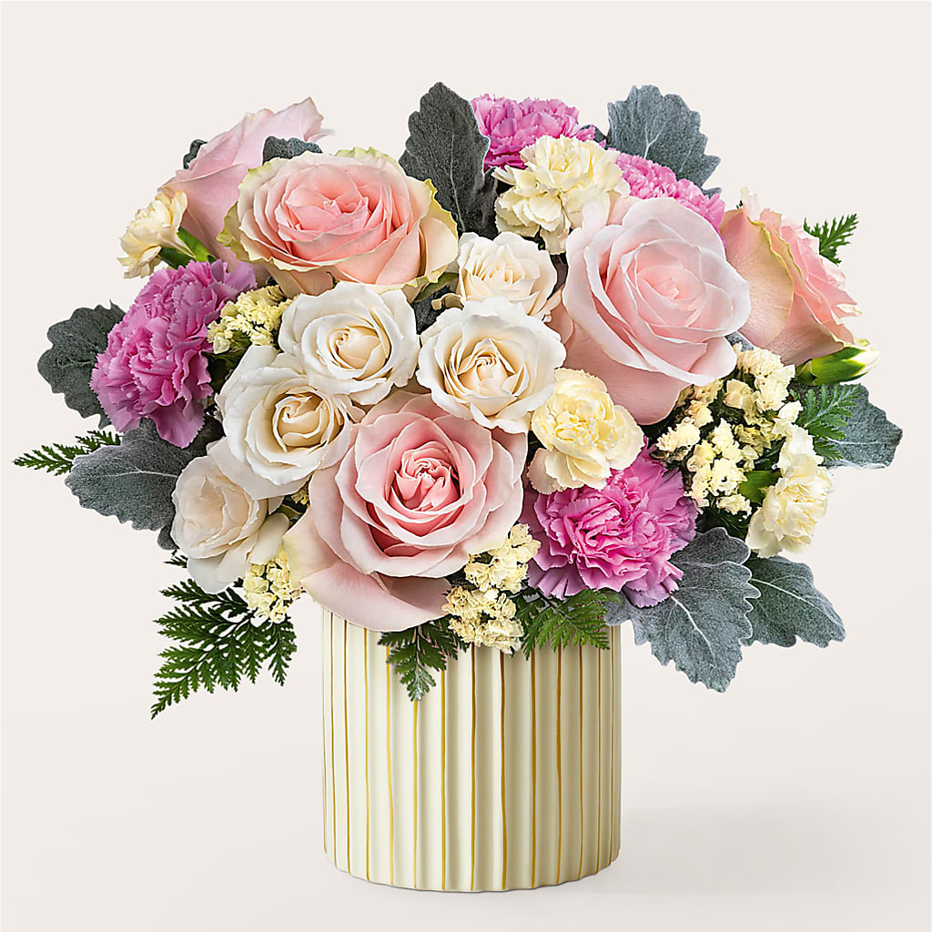 Blissful Moments Bouquet with Ivory Vase – A Flower Matters, Dallas TX