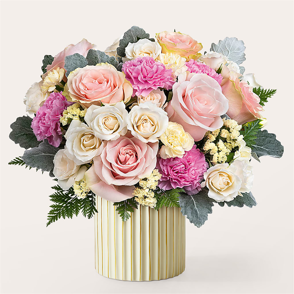 Blissful Moments Bouquet with Ivory Vase – A Flower Matters, Dallas TX