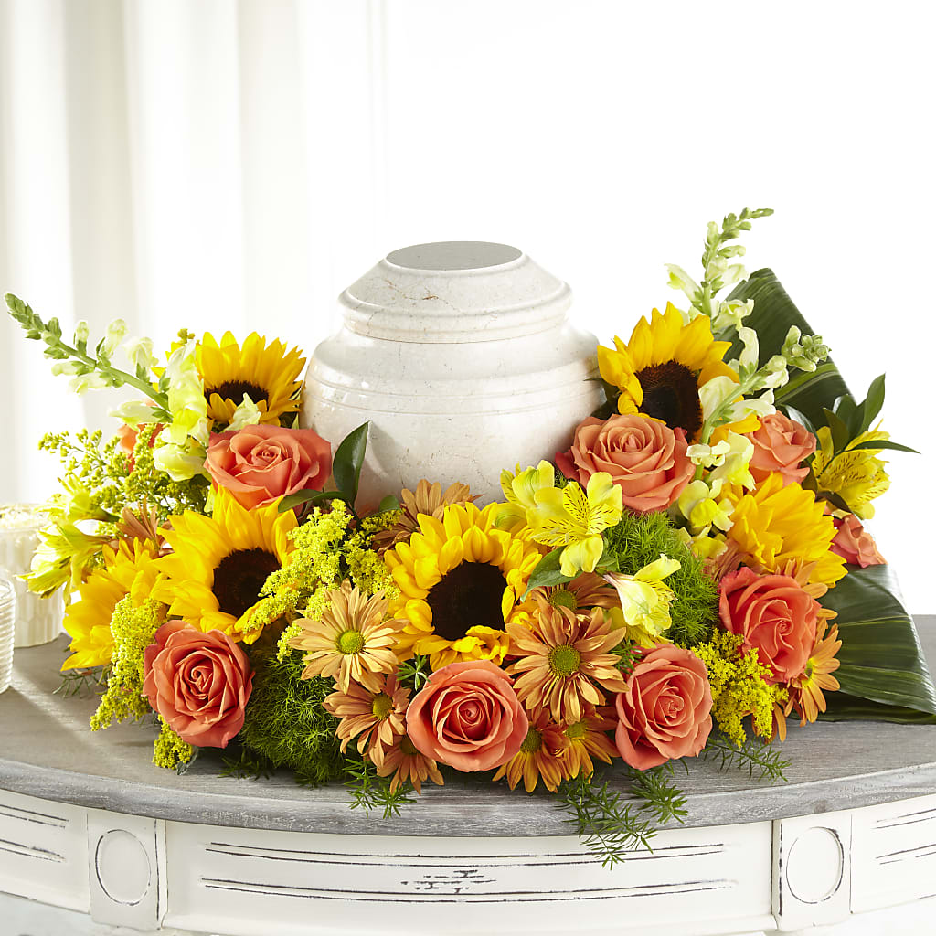 Faithful Sunflower Cremation Adornment – A Flower Matters, Dallas TX