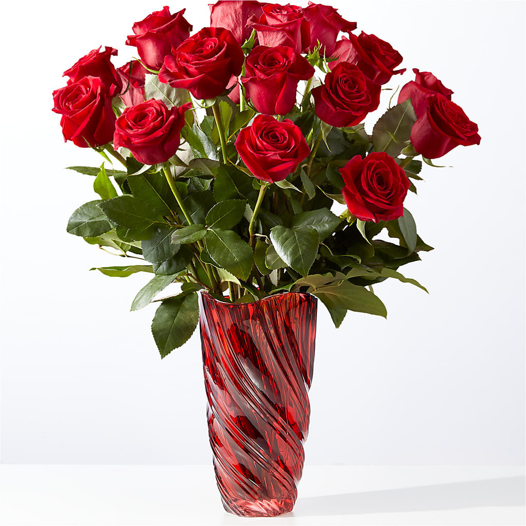 Classic Love Red Rose Bouquet with Luxe Swirl Vase – A Flower Matters, Dallas TX