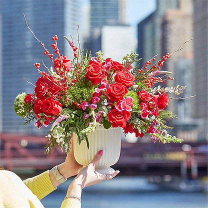 Big Red Bow Bouquet –  A Flower Matters, Dallas TX