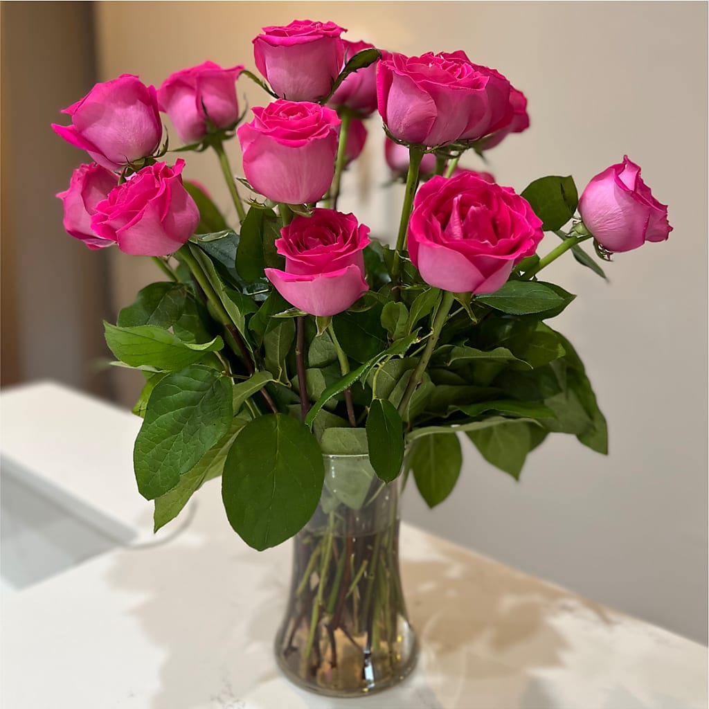 Long Stem Pink Rose Bouquet –  A Flower Matters, Dallas TX