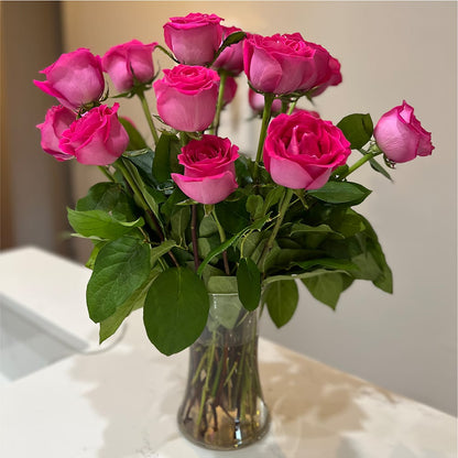 Long Stem Pink Rose Bouquet –  A Flower Matters, Dallas TX