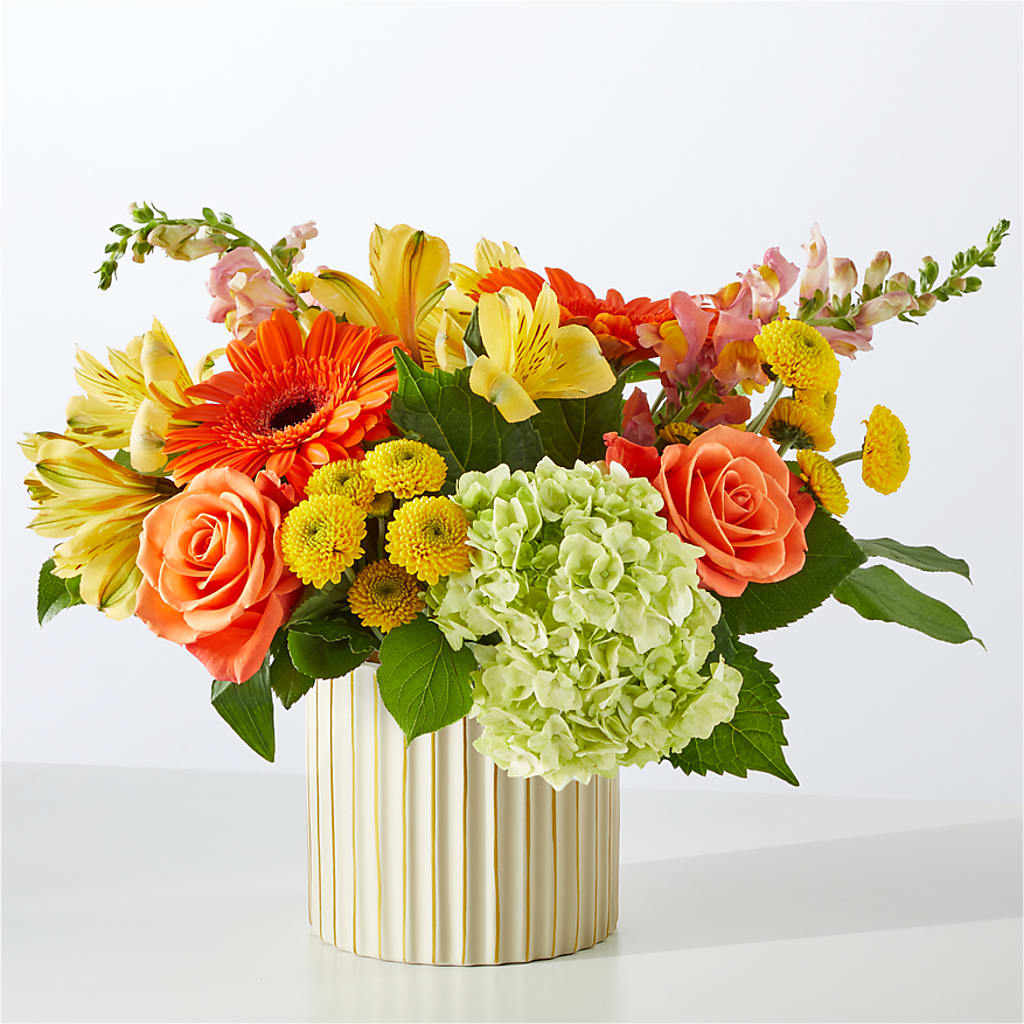 Autumn Sunshine Bouquet with Ivory Vase –  A Flower Matters, Dallas TX