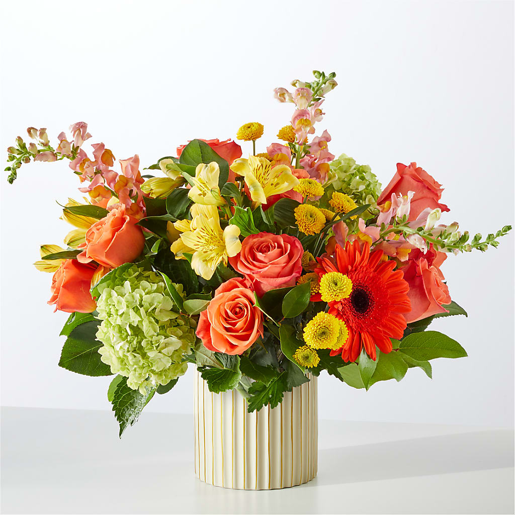 Autumn Sunshine Bouquet with Ivory Vase –  A Flower Matters, Dallas TX