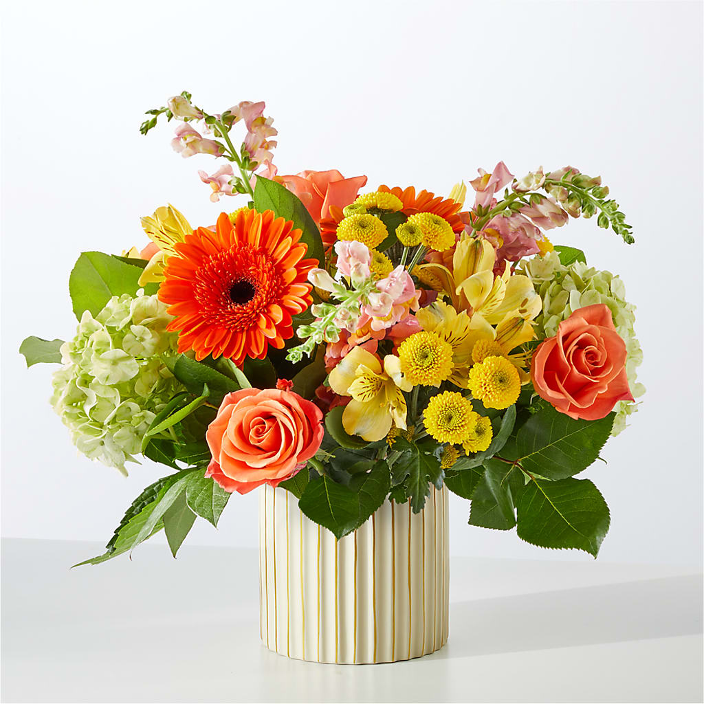 Autumn Sunshine Bouquet with Ivory Vase –  A Flower Matters, Dallas TX