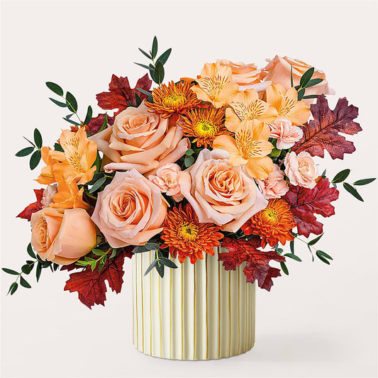Spiced Latte Bouquet with Ivory Vase –  A Flower Matters, Dallas TX